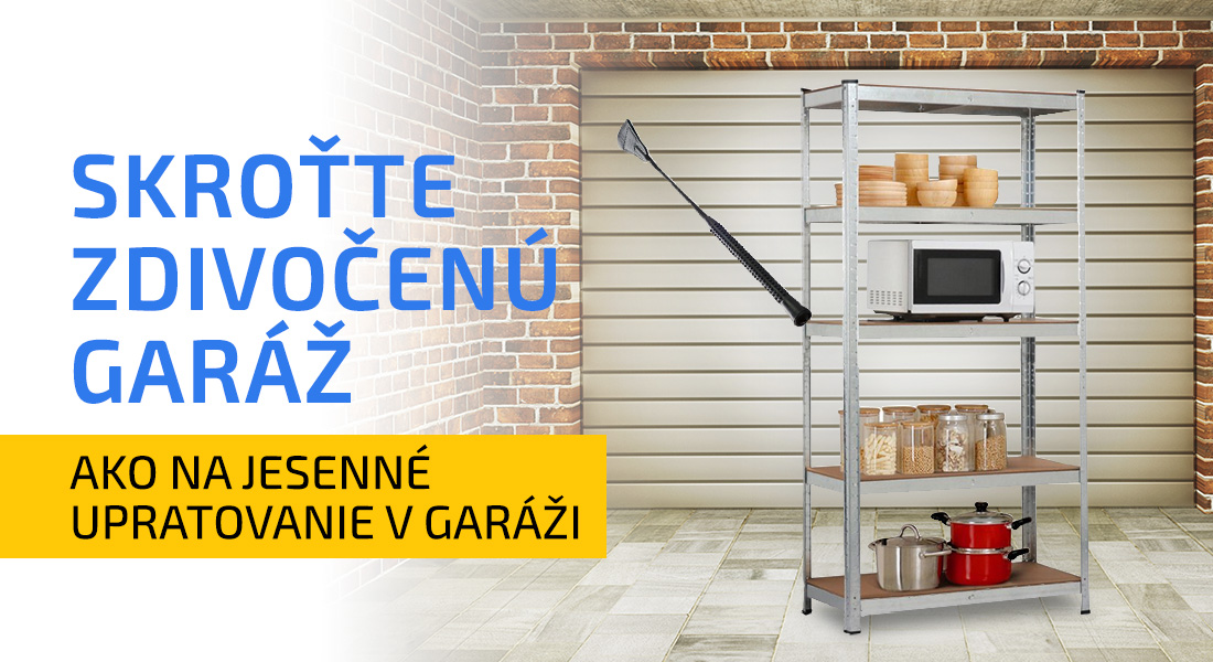 Regál s bičom v garáži